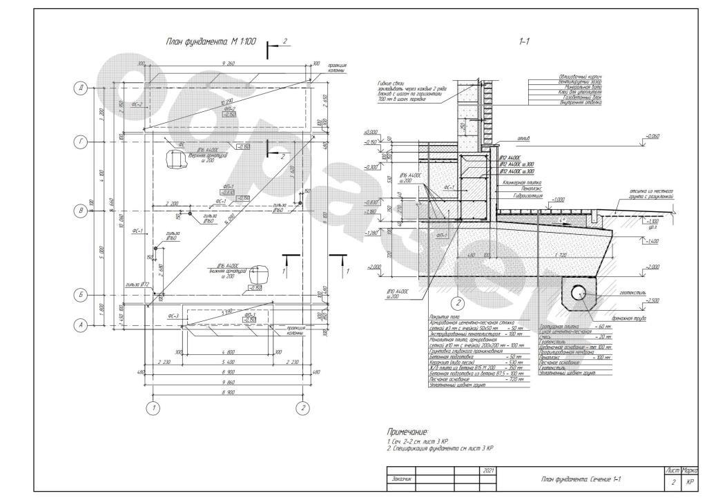 3. План фундамента